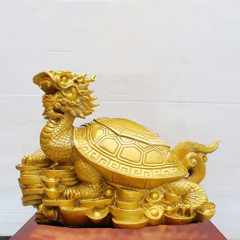 Tượng Linh Vật Long Quy Bát Quái Đồng Vàng